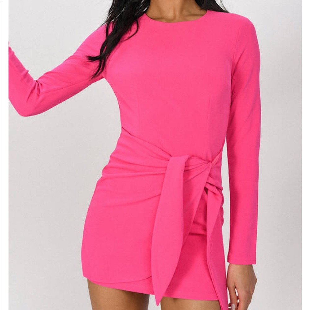 Tobi Long-Sleeve Pink Mini Dress